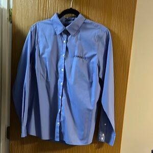 Chase bank Lands' End Blue Dress Shirt Crisp cotton fabric.